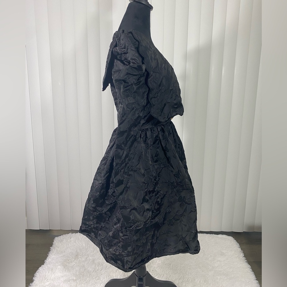 💔SOLD💔SISTER JANE Grange Jacquard Mini Dress Long Sleeve Rhinestone Button Black - Picture 9 of 14